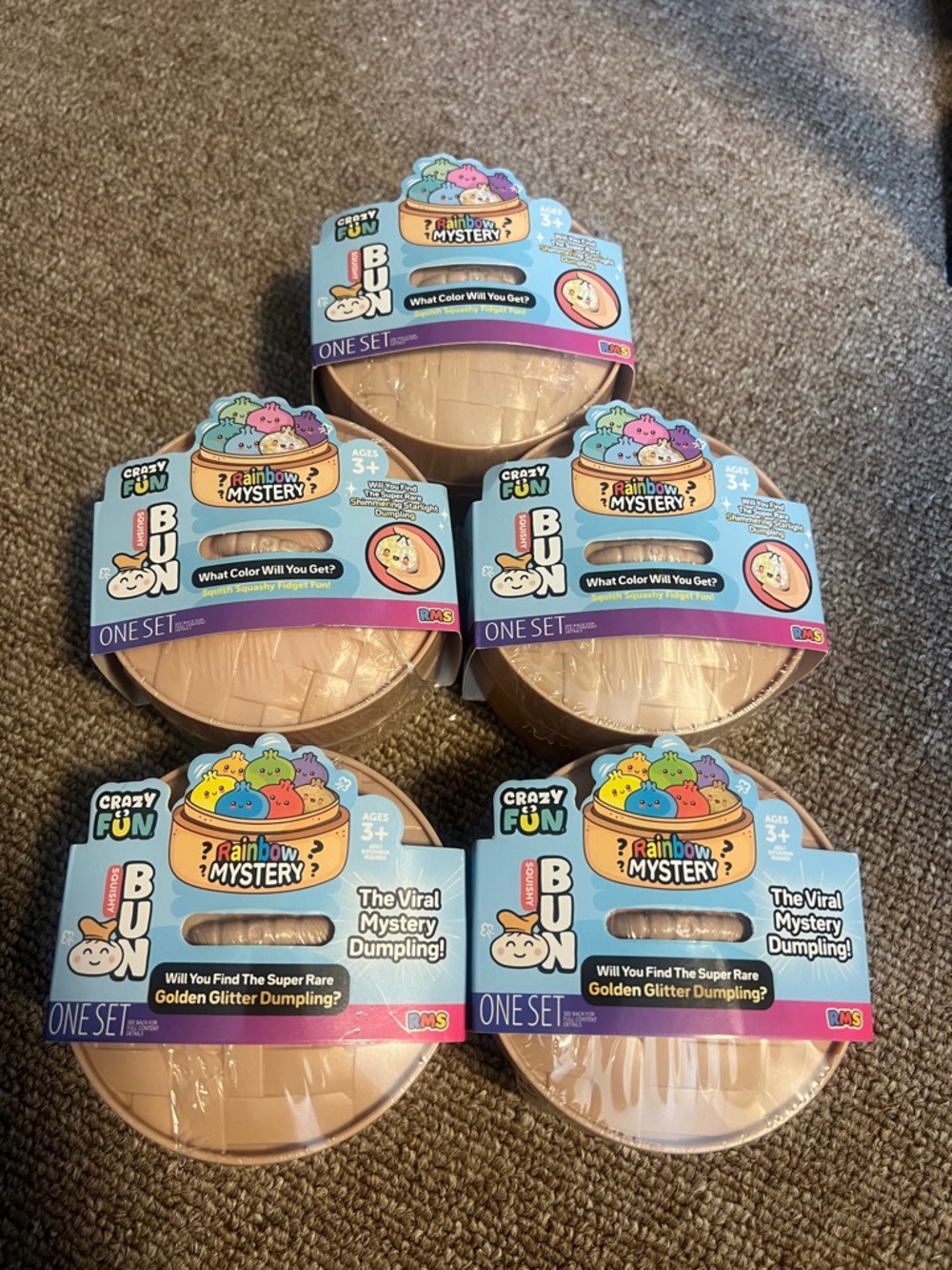 SET OF 5 authentic new RMSRainbow Mystery Dumpling Squishy Set - Beige Packaging